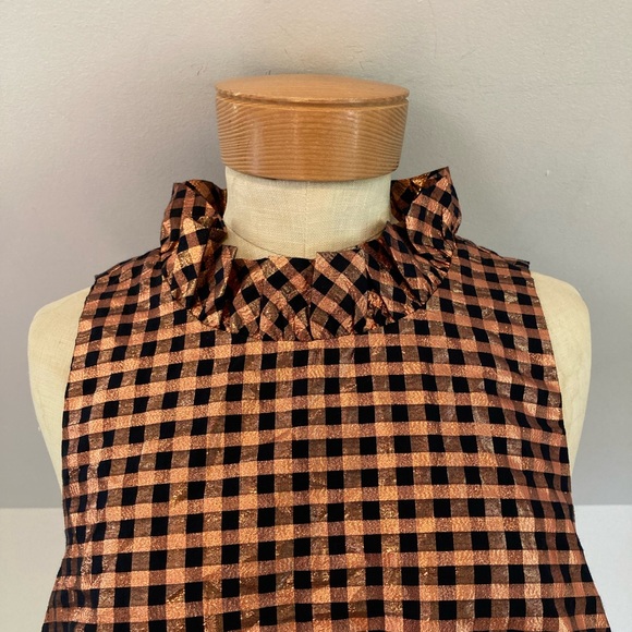 J. Crew Ruffleneck  Copper sleeveless top in Lurex® crinkle gingham - Picture 5 of 14